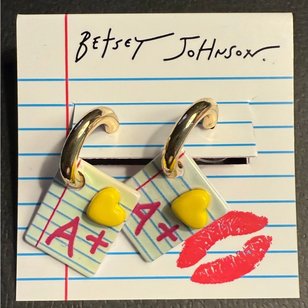 BETSEY JOHNSON Viral Back to School Composition Notebook Dangle Earrings NEW NWT